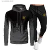 Men's Hoodies Sweatshirts Men's Fashion Sik Silk Hoodie Sportswear Men's Clothes Jogging Casual Sportswear Men's Running Sports Suit + Pants 2-piece Set T230731