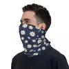 Sciarpe margherite su copricollo a bandana blu navy Sciarpa avvolgente stampata Maschera facciale multifunzione Equitazione Unisex Adulto Lavabile