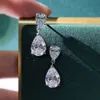 Stud Wong Rain 925 Silver Sterling 7*10 MM Pear Cut Created Gemstone Aniversário Simples Pendure Brincos Studs Jóias Finas 230731