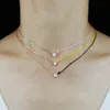 Strands Strings 3210CM Half Rope Chain Rose Gold Plated 925 Sterling Silver Single CZ Geometric Colorful Choker Necklace 230731