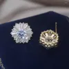 أقراط مسمار كوريا أزياء المجوهرات النحاس الزركون 14K الذهب مطلي بالهندسة البسيطة والأنيقة إكسسوارات العمل اليومية