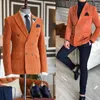 Мужские костюмы (брюки для куртки) апельсиновые черные брюки 2 штука