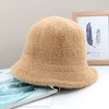 Brede rand hoeden Bucket Hats Winter warm imitatie marter bolhoed kleine rand multicolor wol basin hoed dame dikke marter hoed Y23