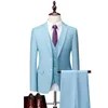 Herrenanzüge, Blazer, Herrenboutique-Sets, Bräutigam, Hochzeitskleid, reine Farbe, formelle Kleidung, Business, 3 P, Jacken, Hosen, Weste, Größe S5XL 230731