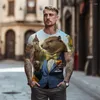 T-shirt da uomo 3D Spoof Animal Pattern -camicia-camicie in estate Street Hip-hop girocollo oversize