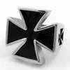 Black Christian Cross Pattern Men's Ring Templar Knight Crusader Metal Accessories Party Jewelry Gift