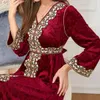 Muzułmanie damskie szwy odzieżowe V Szyjka z długim rękawem Zwykła sukienka z rękawem Autumn Abaya