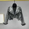 Luxury Clothing Women Denim Jackets Classic Metal Buckle Denim Coat Designer Jacket Högversion Kläd Kvinnor Rivet Punk Style Coats