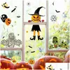 Gift Wrap Halloween Removable Wall Sticker Horror Wallpaper Pumpkin Window For Party Home Bar Floor Decor Drop Delivery Garden Festi Dhukz