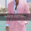 Mens Suits Blazers Suit Linen Pointed Lapel Slim Fit One Button Formal Groom and Man Dress Set Casual Commuting TwoPiece 230731