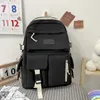 Okul çantaları büyük kapasiteli tuval siyah sırt çantası ışık basit seyahat çantası tuval backpack öğrenci okul çantası tuval öğrenci fermuarlı sırt çantası 230801