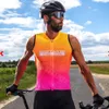 Cykeltröja sätter sommar cykling tröja väst män ärmlös skjorta pro lagkläder mtb cykel lätt och andas gilet ciclismo maillot hombre 230801