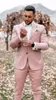 Men's Suits Dusty Pink 2 Pieces Suit Formal Business Peaked Lapel Slim Fit Tuxedos Man Blazer For Wedding(Jacket Pants)