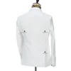 Costumes pour hommes Blazers Cenne Des Graoom été blanc Blazer veste pantalon ensemble costumes pour hommes métal côté libération boucle mariage fête robe de bal 230731