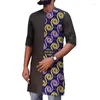 Mäns casual skjortor nigerianska mode svart slip-on skjorta lapptäcken toppar asymmetrisk design skräddare orignal manlig afrikansk parti slitage