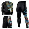 Men's Tracksuits 23PCS Men Tracksuit Compression Set Workout Sportswear Gym Clothing Fitness Long Sleeve Tight Top Waist Leggings Sports Suits 230731