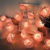 Trädgårdsdekorationer LED Rose Flower String Lights Usbatty Operated Christmas LED Fairy Decoration Lighting Strings Outdoor 230731