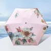 Guarda-chuva Vintage Shabby Estampa Floral Feminina Chuva Chique Rosa Cinco Dobrável Menina Durável Portátil Mini Guarda-Sol