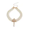 Choker-Halskette mit künstlichen Perlen, mehrere Stränge, elegante Charms, verstellbare Geschenke für Mädchen, exquisiter Retro-Stil für Geburtstag, Verabredung, Hochzeit, Party