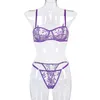 Biancheria intima sexy Biancheria intima da donna Ricamo Fiore Vite Acqua Erba Foglie Sexy Set a tre punti in due pezzi 230801