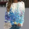 Women's Hoodies Women Flower Printed Hooded Less Pullover Sweatshirt Autumn Winter Casual Loose Top Round Neck Female Streetwear 2023