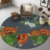 Carpets Home Floor Rug Door Mat Anti-Slip Chair Mat Round Living Room Rug Tropical Rainforest Style Palm Leaf Bedroom Bedside Rug R230801