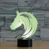 Ночные светильники 7 Изменение цвета лошади 3D лампа Multi Touch Светодиодный светодиодный светодиод