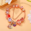 Charm Bracelets Seialoy Rose Gold Color Heart For Women DIY Fish Bead Bracelet Jewelry