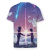 Mannen T-shirts Polyester T-shirt Voor Mannen Kimi No Na Wa Uw Naam Makoto Shinkai Tachibana Taki Miyamizu Mitsuha zacht Casual Dunne Shirt