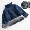 Pullover Winter Big Children Thick Sweaters Boy Girl Knitted Turtleneck Kids High Collar Sweater Plus Velvet Warm Knitwear 210Y 230801