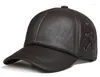 Ball Caps Fashion Simple Genuine Leather Baseball Cap Hat Men Winter Warm Brand Cow Skin Women Sboy Sport Hats