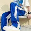 Pantaloni da uomo Blu Bianco Casual Uomo Moda Gamba larga oversize Streetwear Pantaloni da jogging da uomo dritti larghi hip-hop