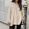 Camicette da donna Camicia con lacci con petto Manica lunga da donna Scollo a V allentato Pieghettato Solido Elastico Coreano Blusa Mujer Moda 2023