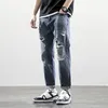 Jeans da uomo Foufurieux Uomo Vintage Denim Fashion Street Style Strappato Skinny Wash Solid Pantaloni Mens Casual Slim Fit Matita Pantaloni