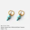 Hoop Earrings Fashion Turquoise Stainless Steel For Women Trendy Geometric Circle Blue Stone 18 K Gold Metal Jewelry
