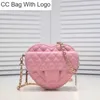 CC Bag 5A Designer Påsar Handväska väskor Kedjor Cross Body Pink Mini Heart Love Shoulder Bags äkta läder Tote Telefonpåsar bokstäver hasp lammskinn quiltade gitter wa