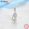 925 Sterling Silver Dangle Charm Love Dog Cat Paw Panda Turtle Pendant Pärla för Pandora Charms Autentiska 925 Silverpärlor