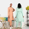 Abbigliamento etnico Ramadan 2 pezzi Donne musulmane Set Dubai Abaya Hijab Abiti turchi Top e pantaloni Preghiera Musulmani islamici Ensemble