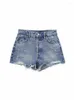 Short femme été Chic mode trou cassé décoration taille haute Denim Vintage poches latérales femme jupes Mujer