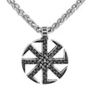 Colares com pingente amuleto símbolo solar pagão roda nórdica masculina joias