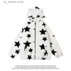 Men's Hoodies Sweatshirts Full Printed Five Pointed Star Retro Lamb Wool Hooded Cotton Jacket Ins Winter Loose Thickened Cardigan Zipper Cotton Clothing T230731