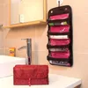 Kosmetiska väskor roll-up makeup fodral med hängande krok bärbar rese vikbar väska stor kapacitet arrangör tvätt toalettartiklar