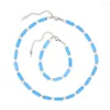 Orecchini di collana set useset naturale perle per perle in acqua dolce per perle a catena blu in bambù blu articolazione di lusso Accessori in acciaio inossidabile fatti a mano