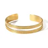 Bangle Prezzo competitivo Acciaio inossidabile Non sbiadito Doppi strati Braccialetti con polsino aperto per la festa regalo delle donne