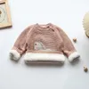 Pullover MILANCEL 2023 Winter Kinder Pullover Pelzfutter Strickwaren Fleece Jungen 230801