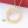 Pendant Necklaces Classic Zircon Titanium Steel Circle Necklace 18K Rose Gold Love Clavicle Chain Men's And Women's Dinner Jewelry Gift