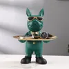 Dekorativa föremål Figurer Bulldog Animal Home Decoration Accessories Table Ornament Storage Tray Dog Model Statue Sculpture Living Room Decor 230731