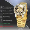 Wristwatches WINNER Transparent Skeleton Mechanical Watch for Men Fashion Diamond Luminous Mens Watches Top Brand Luxury Steel Strap Unisex 230731