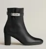 Women's ankle boot lug booties shoe brands الأنيقة الكعبة الكنسية مصمم العلامة التجارية سيدة الحفلات الزفاف القتال الجلود البني الأسود مع صندوق EU35-41