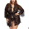 Vêtements de nuit pour femmes Femmes Y Femmes Lingerie Dentelle Robe de nuit Chemise de nuit Bandage Deep V G-String Voir à travers Sheer Sleep Robe Drop Deliver Dhd70